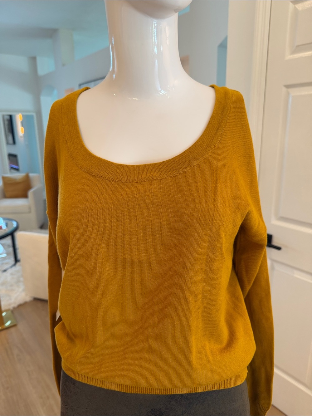G by Giuliana Scoop Neck Sweater in Mustard Gold